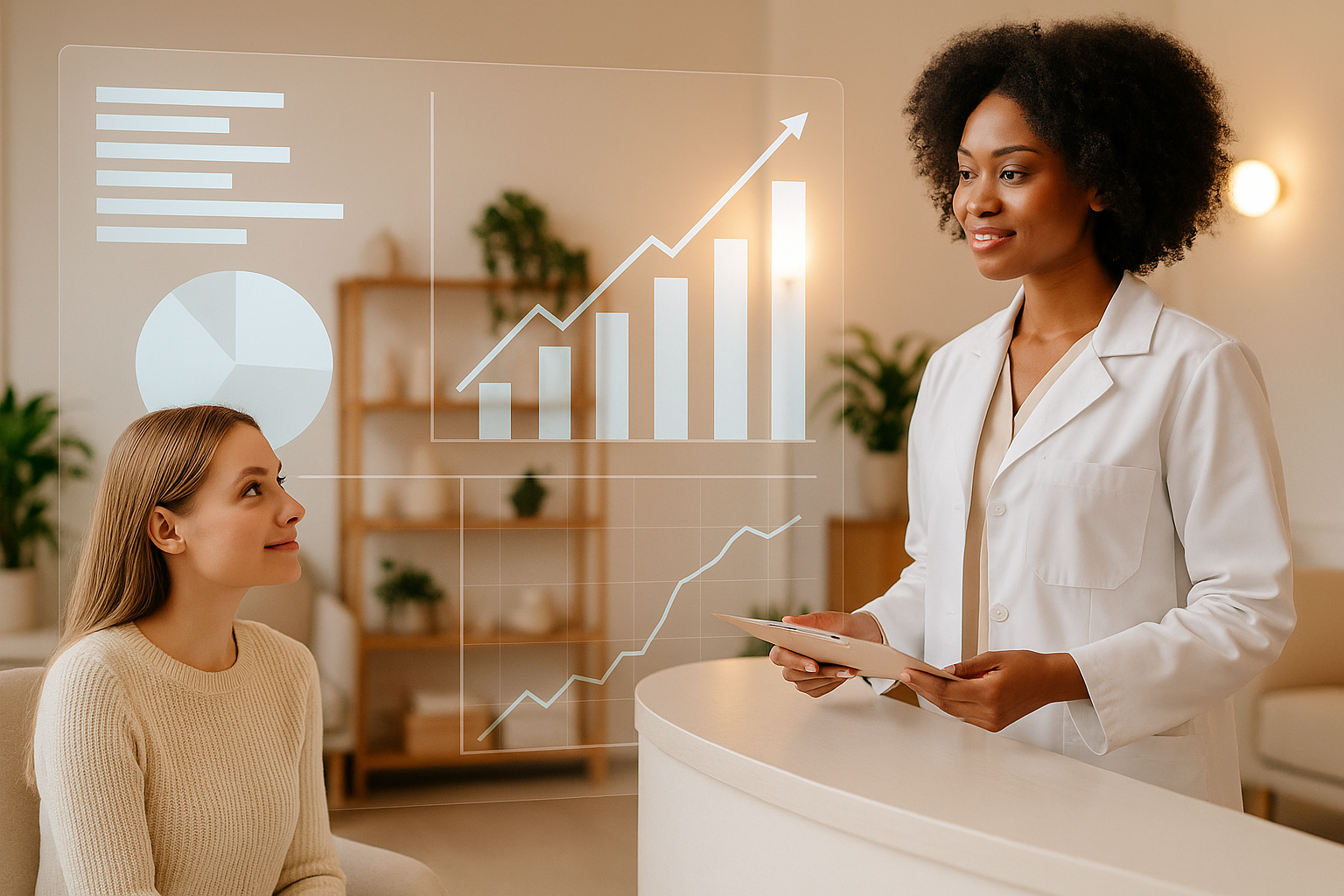 A med spa team reviewing brand storytelling elements—visuals, messaging, and patient narratives—to build emotional connection and increase patient engagement and conversions.